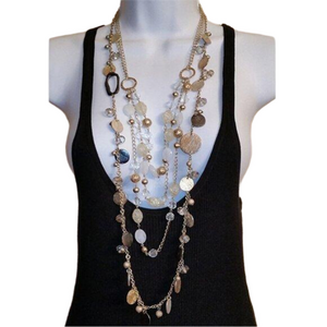 CURATED bundle lot of 2 necklaces gold tone catwalk runway inspired-statement